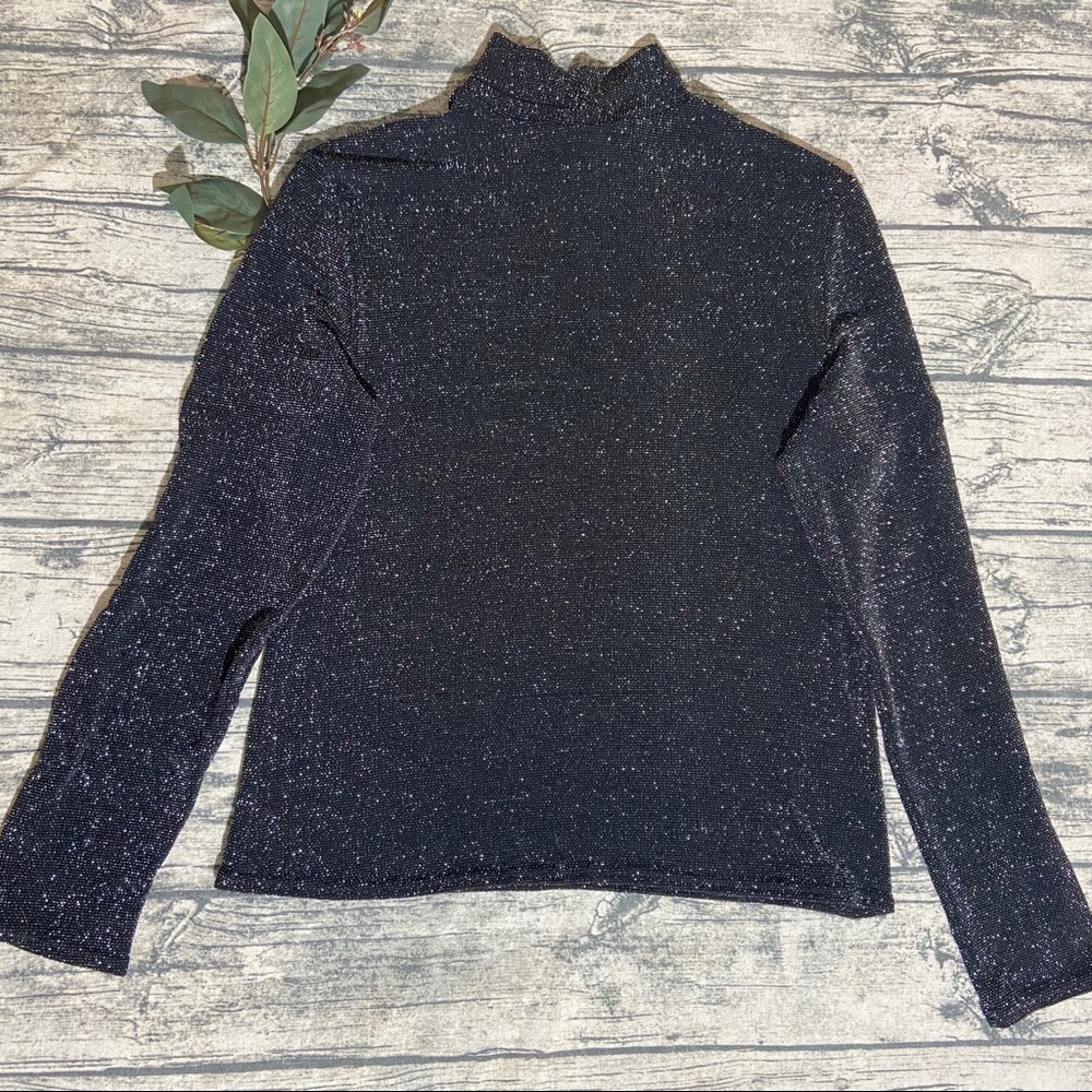 Vintage Lurex Black Metallic Banjo Long Sleeve Top